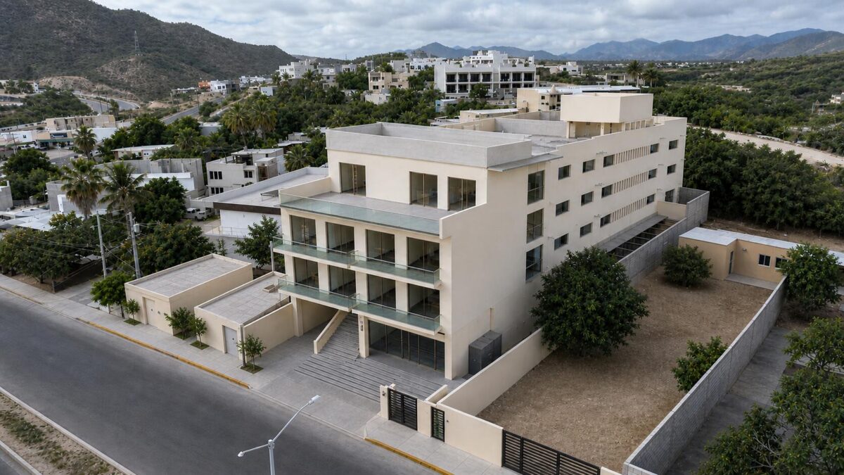Los Cabos Belposto Belposto Residencial is a high-end development that redefines the lifestyle in San José del Cabo. Take advantage of SJD's prime location with the most affordable price in the area, within an exclusive complex of only 20 apartments. Unit 204 features 2 bedrooms, 2 full bathrooms, a laundry area, kitchen, dining room, living room and balcony. All units come with 2 parking spaces and luxurious amenities, such as a panoramic pool on the rooftop with an exclusive social area, a fully equipped gym, a furnished business center, and a prime location close to all essential services. – 1431 Blvd. Forjadores, San Jose del Cabo, BS