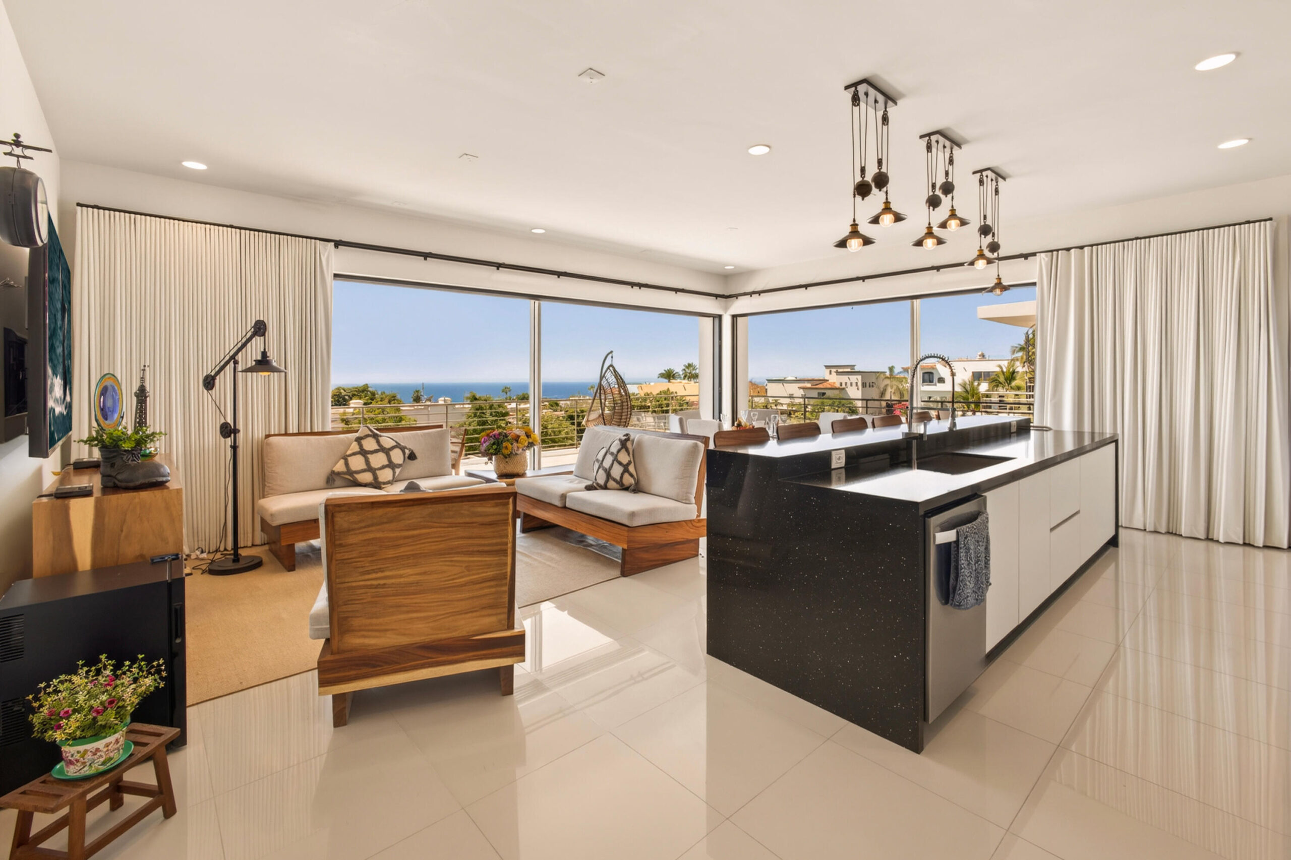Los Cabos Vista Mare Condo for sale at Vista Mare, Cabo San Lucas, located on the third level with ocean and mountain for sale