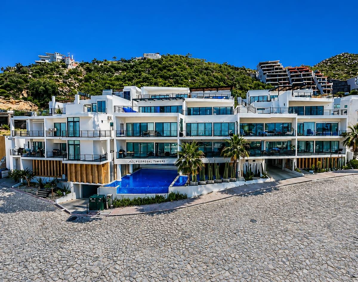 Los Cabos Pedregal Towers Pedregal Towers A03 is a rare 3BR/3BA condo in Cabo San Lucas exclusive Pedregal community, walkable to downtown and the marina. Floor-to-ceiling sliding doors connect the living area to a private terrace with city/mountain – Penthouse Moreli, Cabo Corridor, BS